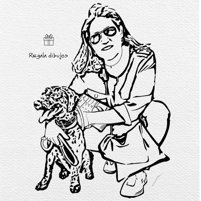 DIbujo-lineal-madre-con-perro
