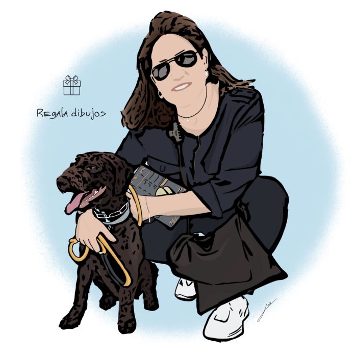 Dibujo-madre-con-perro-color